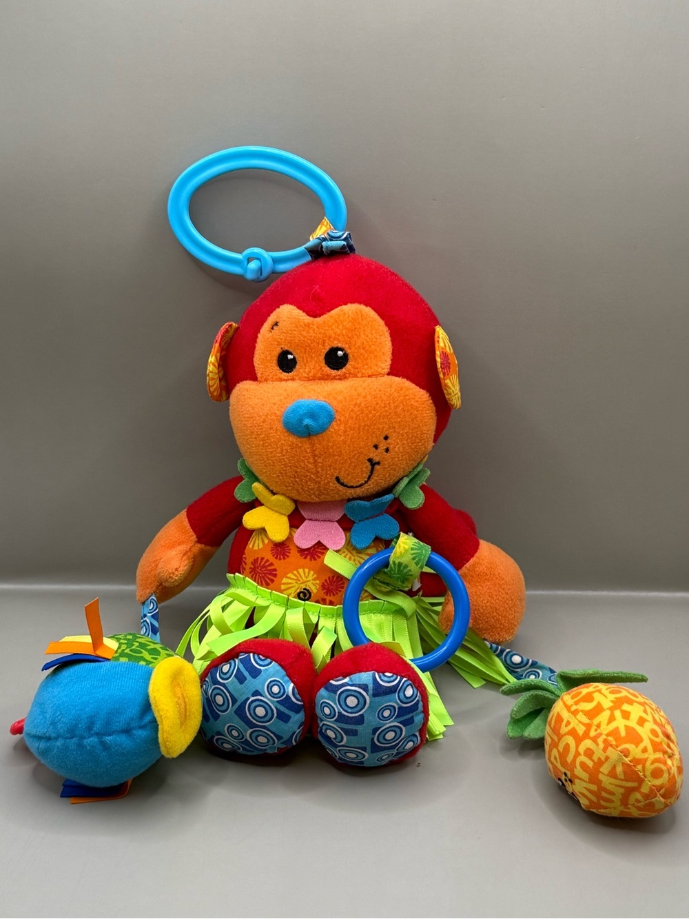 Infantino Luau Monkey Baby Sensory Activity Toy Lovey Take Along Stuffed Animal